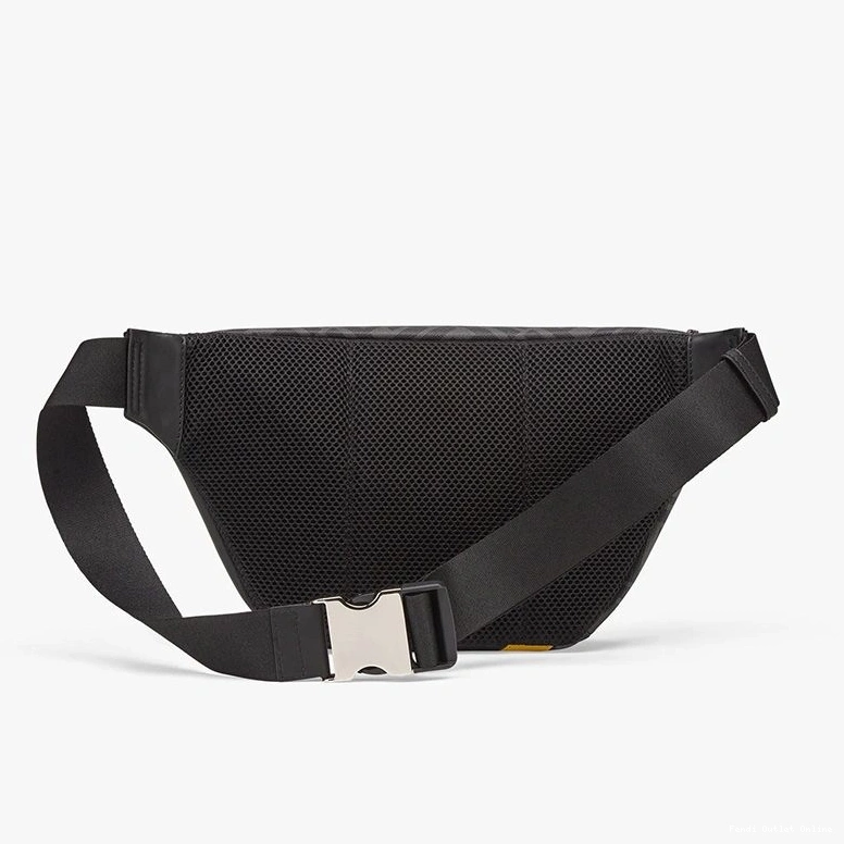 Affordable Black Motif Fabric Bag Yellow FF Fendi In Belt 0712